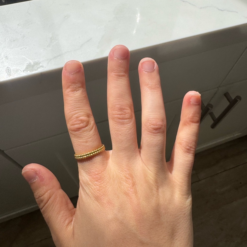 Mejuri 18k Gold Duo Beaded Stacker Ring - Size 7